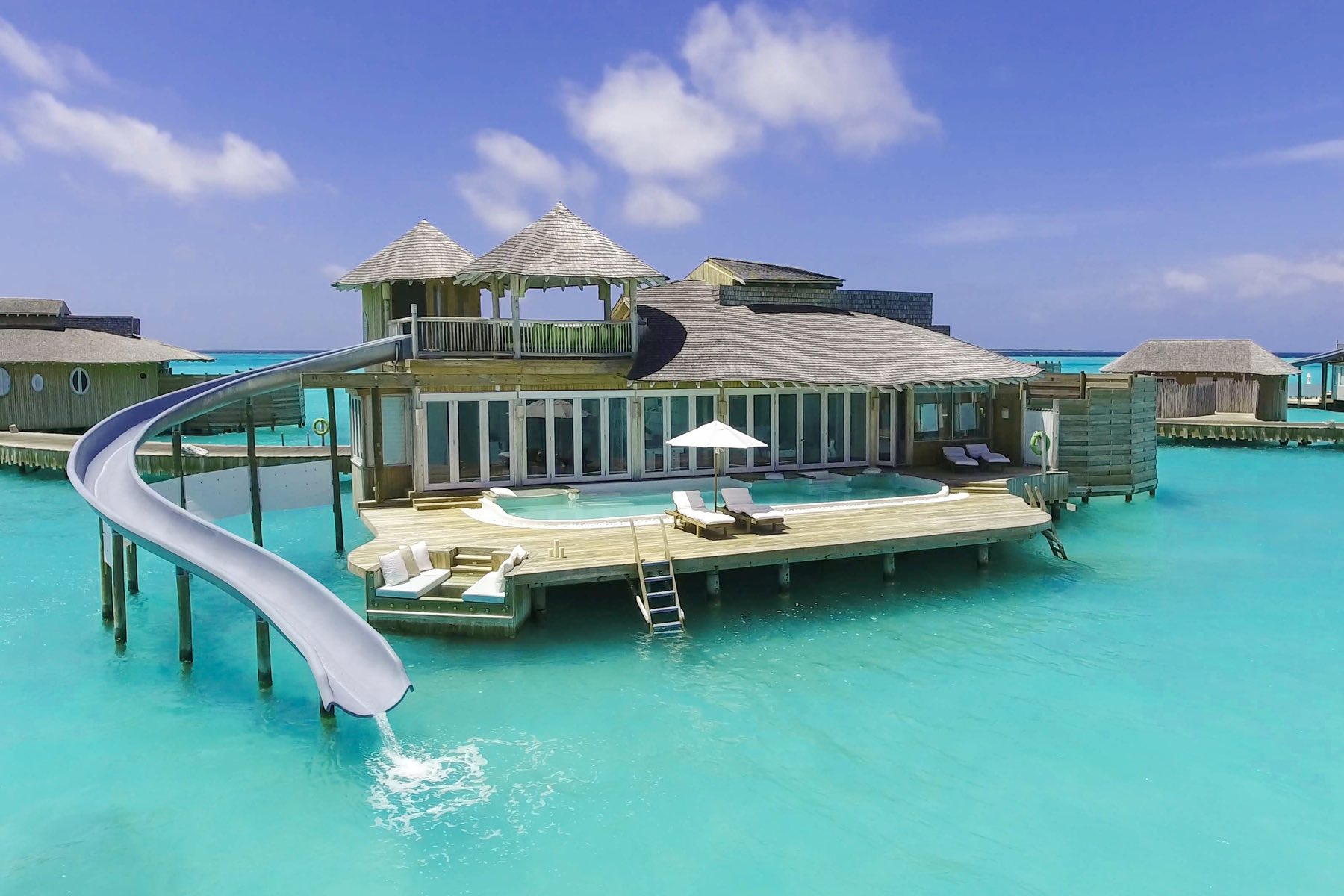 Maldives resort with slide